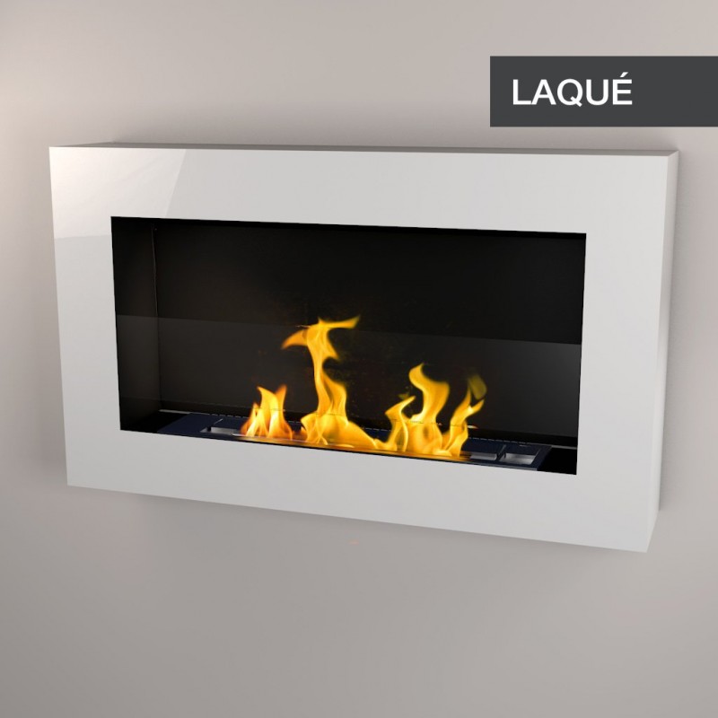 Cheminée murale à l'éthanol à double flamme en acier de grande largeur